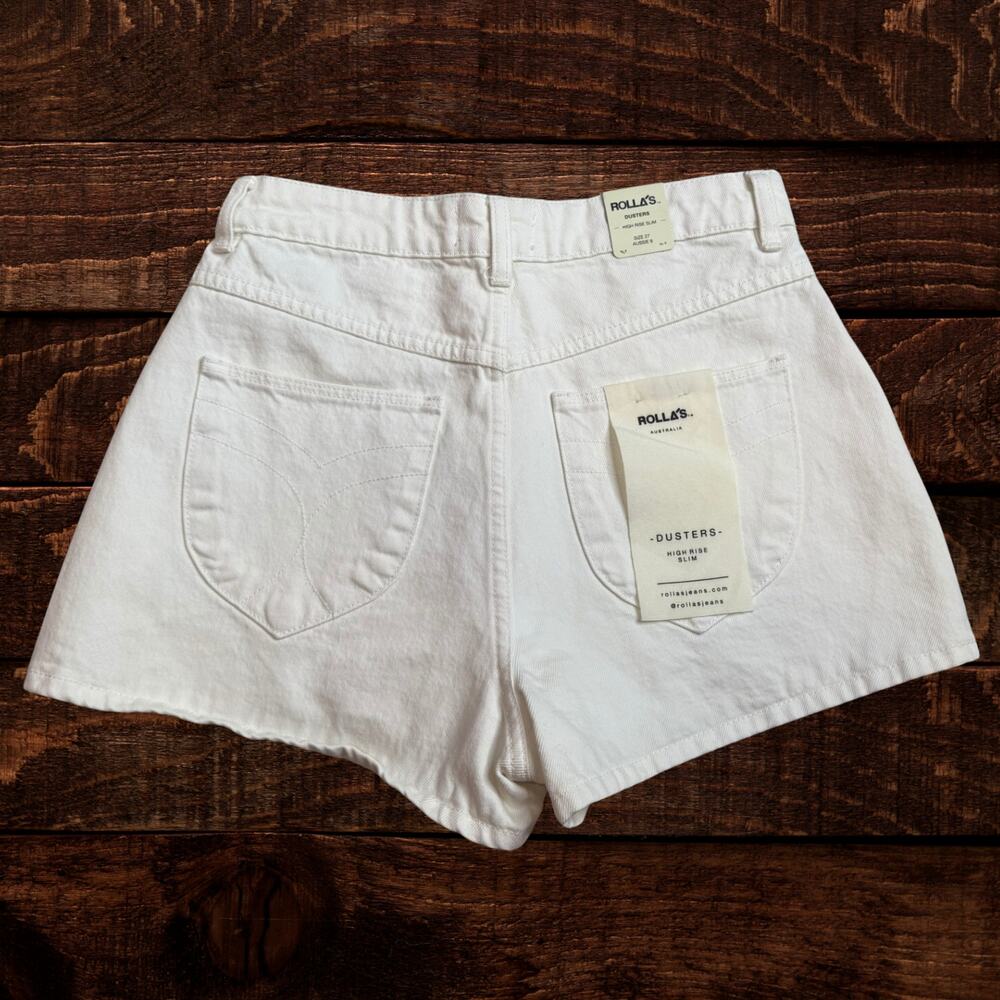 Rolla's Dusters High Rise Slim Button Fly Denim Shorts Vintage White Size 27 - Picture 3 of 10
